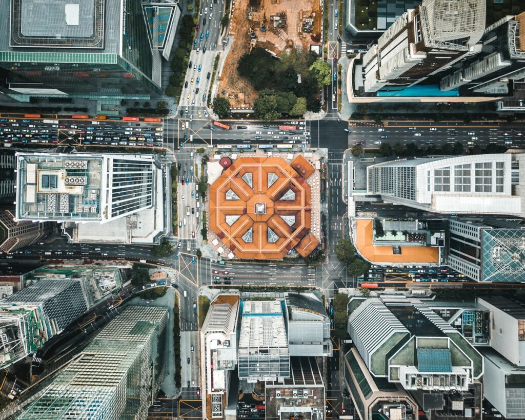 bird's eye view photography of high-rise buildings